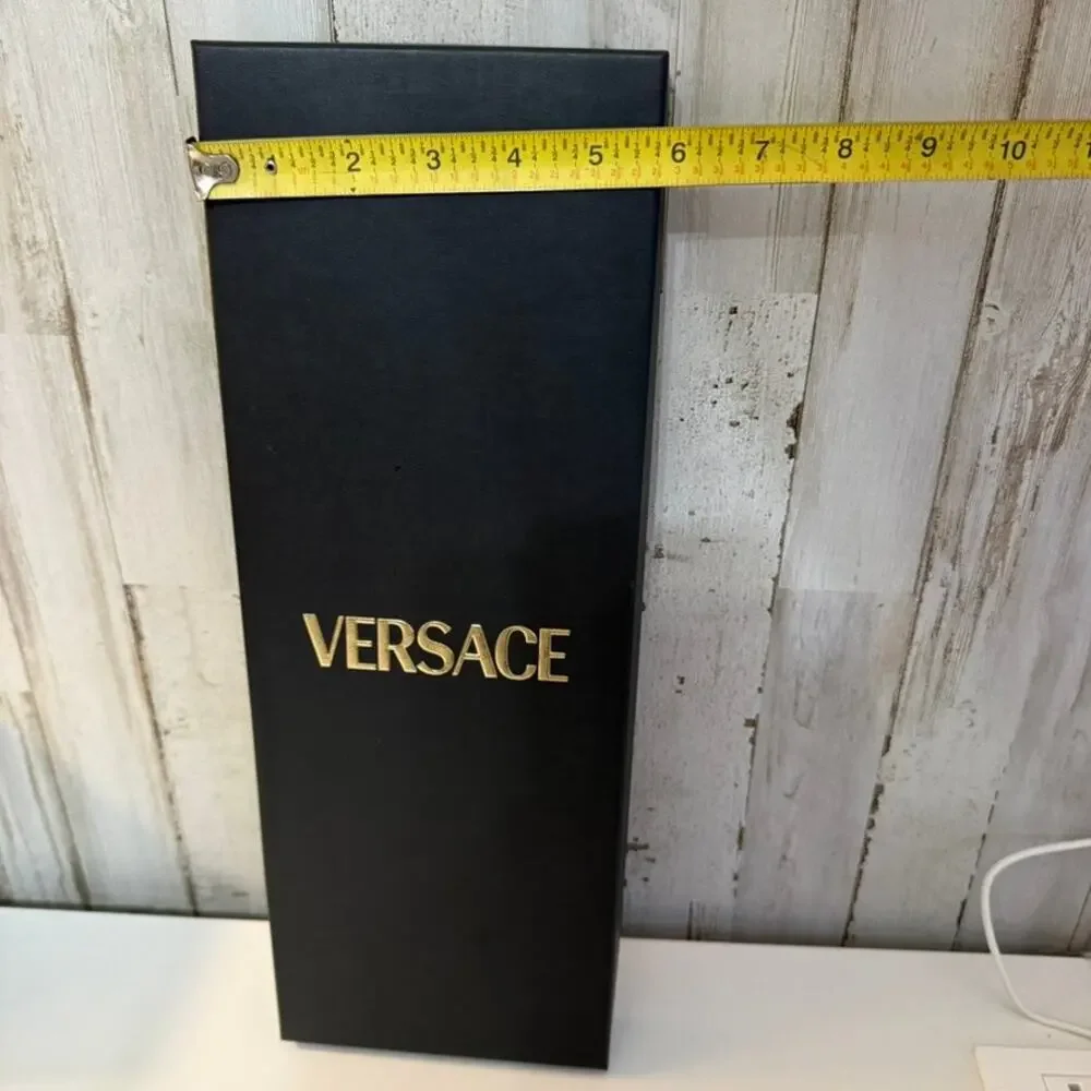 Versace Logo Presentation Gift Box with Lid Black & Gold Empty 16 x 6